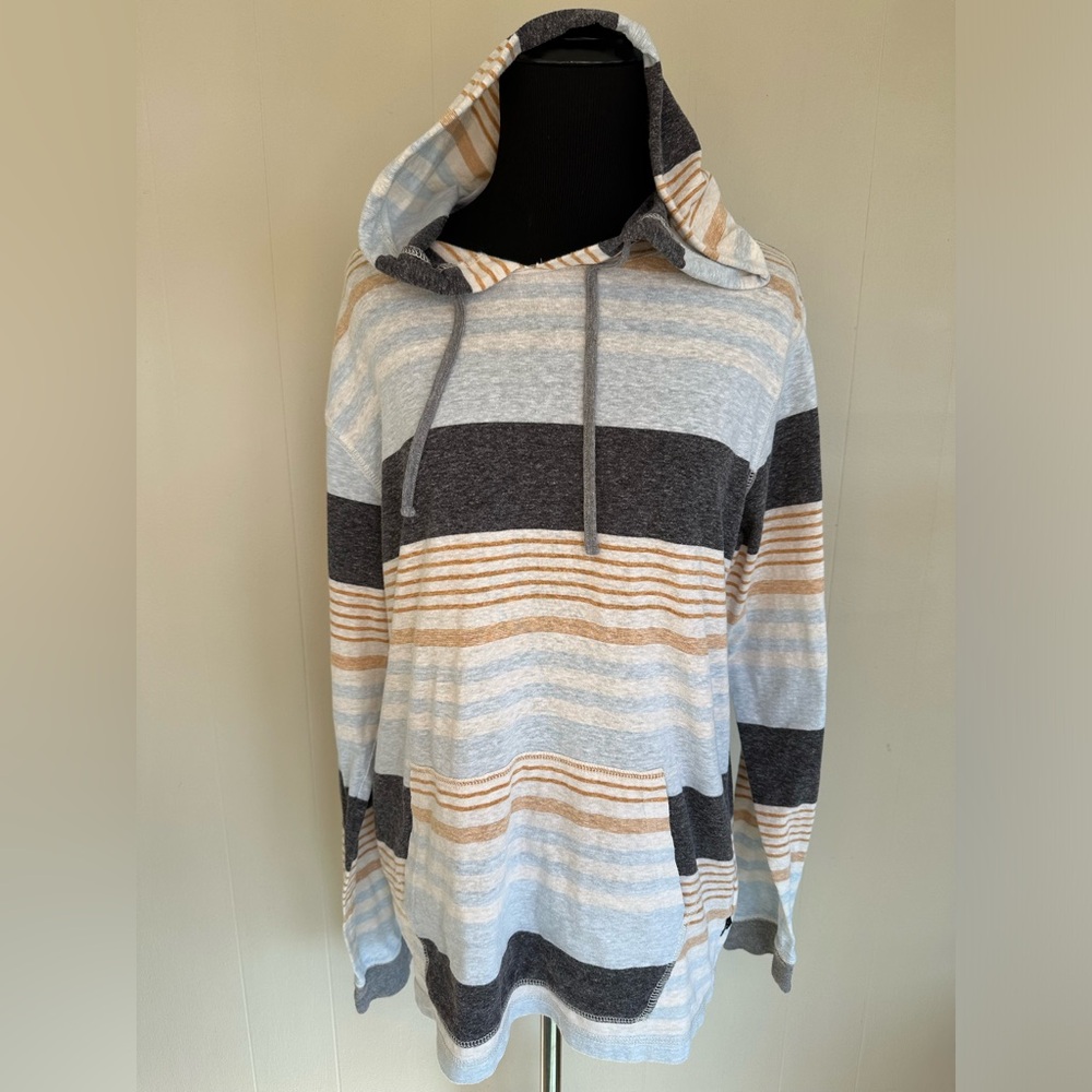 Men’s striped long sleeve hooded shirt. Size small